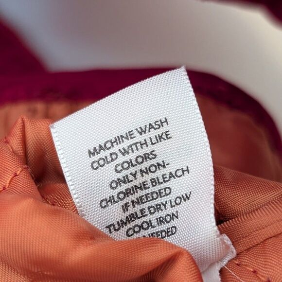 J. Jill Women's Size Medium Red Orange Quilted Puffer Snap Closure Coat Jacket - Picture 9 of 9